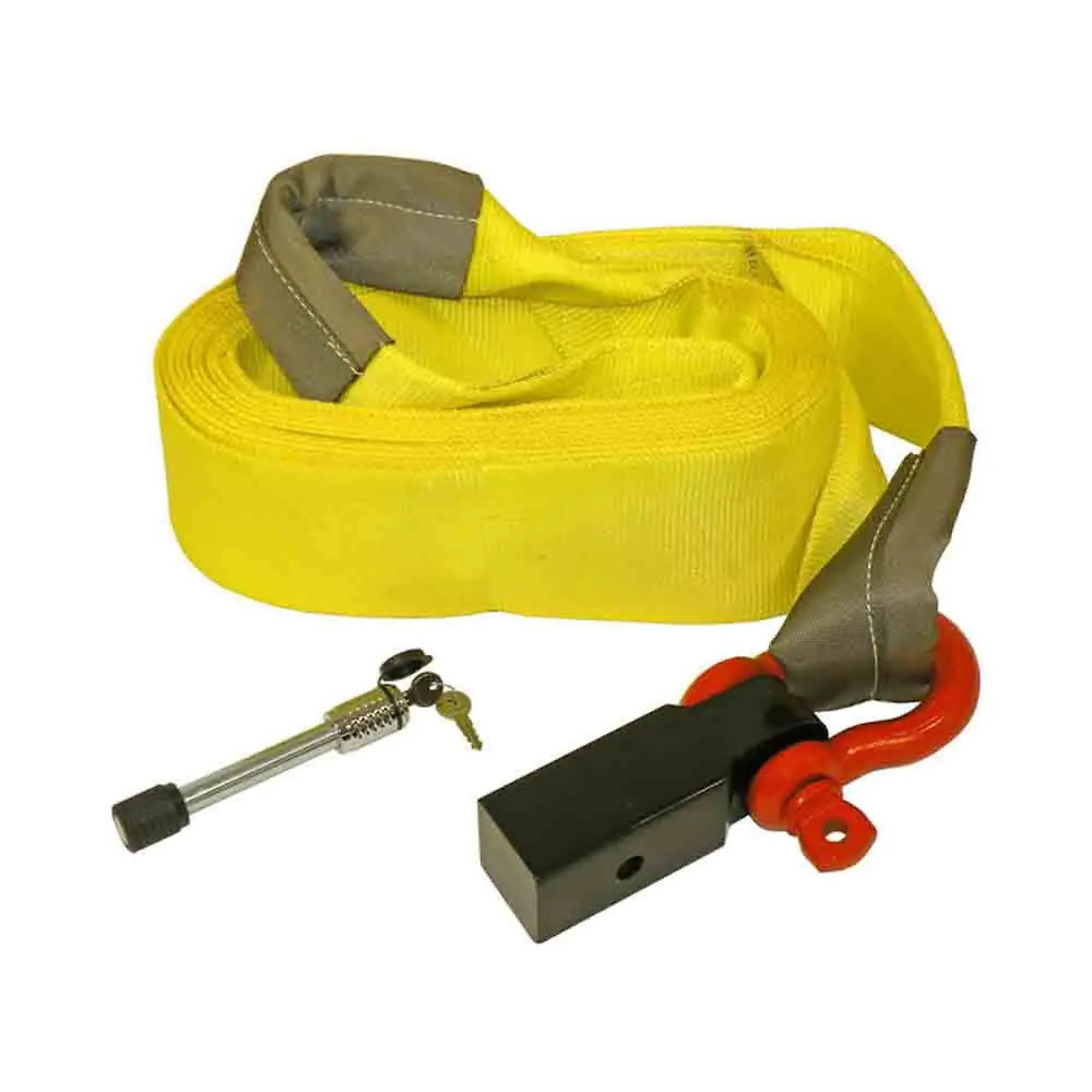 Rigid Hitch, Heavy Duty Recovery Kit, Includes 6 inch x 30 foot Strap, Shackle Mount for 2.5 inch Receiver, Locking Hitch Pin, Model# DTS-6-2525